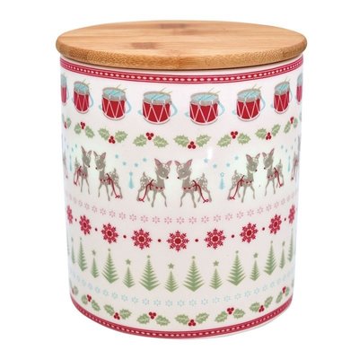 GreenGate Storage Jar Bambi White with Wooden Lid