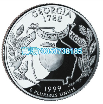 全新美國25分硬幣 50州紀念幣 1999年D版佐治亞州 24.3mm 紙幣 錢幣 紀念幣【古幣之緣】1674