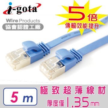 【電子超商】i-gota CAT6A 超高速網路扁線 5M (LAN-F6A-005)