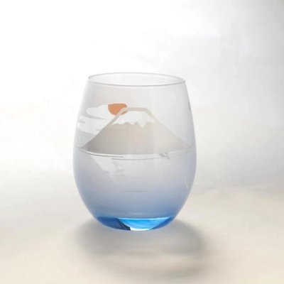 日本進口~ 富士山 湖中倒影 冷酒 玻璃杯 酒杯 330ml