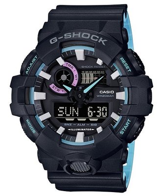 【金台鐘錶】CASIO手錶G-SHOCK  絕對強悍 霓虹藍色調 防水200米 GA-700PC-1A