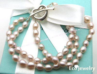 《Eco-jewelry》【Tiffany&amp;Co】 稀有款三環珍珠open heartT扣手鍊~專櫃真品已送洗