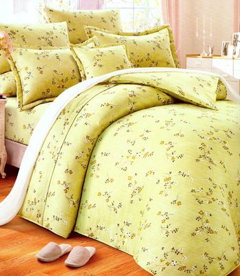 100%純棉_ 雙人鋪棉床罩兩用被全套六件組。台灣製。5x6.2尺。8F05綠