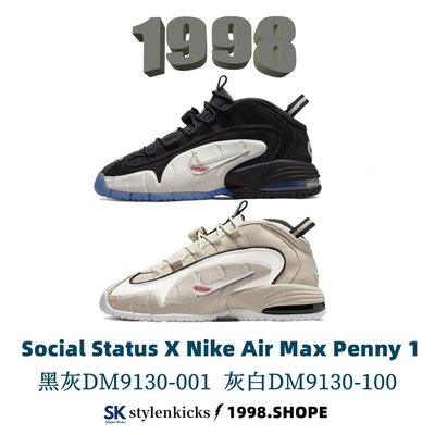Social Status X Nike Air Max Penny 1 哈達威 籃球鞋 灰白 黑灰DM9130-001