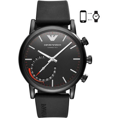 《Vovostore》Emporio Armani 黑色 Hybird 智慧型矽膠手錶**附購證**($5600含郵)