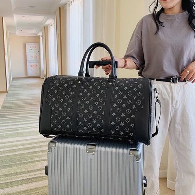 手提旅行包大容量男女行李包短途出差旅遊簡約單肩便攜超大老花包