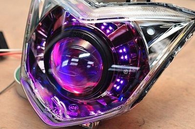 SYM RX GR GT 遠近魚眼HID大燈模組改裝 LED內外光圈 天使眼 惡魔眼 鋼鐵人 電鍍飾圈 40W55W