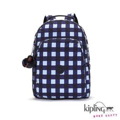 全新【Kipling】藍色格紋後背包