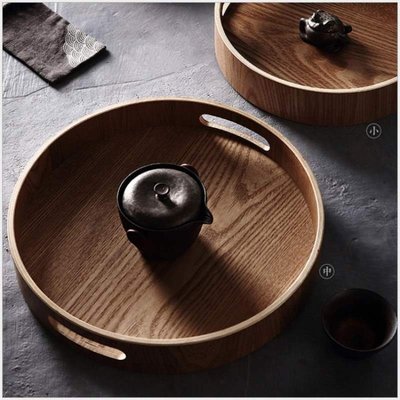 木質托盤家用放茶杯盤日式竹茶盤長方形家用木托盤圓形~特價~特價