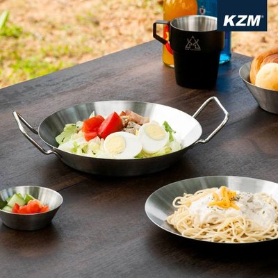 【綠色工場】KAZMI KZM 304不鏽鋼碗盤組18P 含收納袋 (K20T3K002) 餐具組 露營碗盤 不鏽鋼碗盤