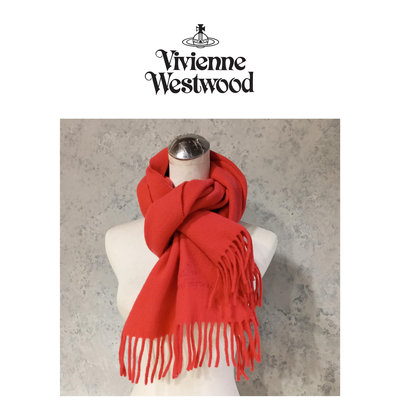 【皮老闆二店】二手真品 Vivienne Westwood 圍巾 紅色 A533