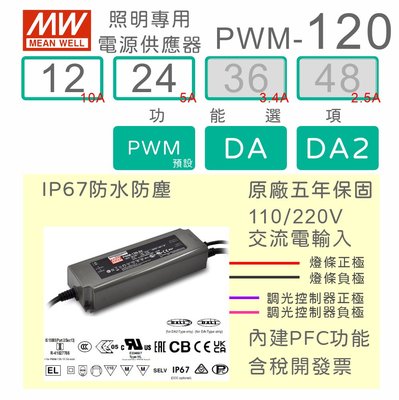 【保固附發票】MW明緯 120W LED燈條DALI調光電源 PWM-120-12 12V 24 24V 變壓器 驅動器