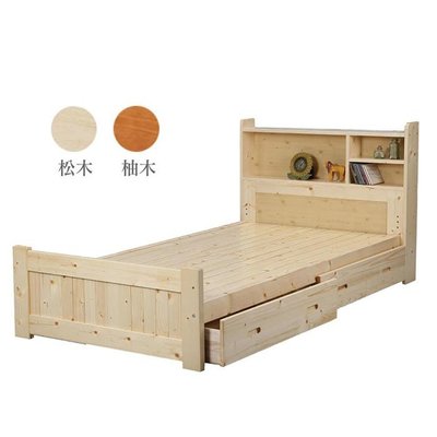 【DH】商品貨號HC6商品名稱《小蜜蜂》3.7尺松木單人床架(圖一)台灣製.實木床底.備有柚木/原木色可選主要地區免運費