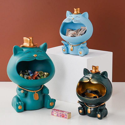 〈台灣公司貨〉可開發票創意可愛招財貓糖果罐家居陶瓷裝飾品辦公室桌面收納擺件客廳茶幾