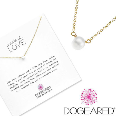Dogeared 小白珍珠項鍊 金色項鍊 925純銀鑲14K金許願項鍊 生日禮物 Pearl Necklace