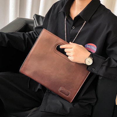 新款男士復古手提包 潮流男女士手拿包 時尚商務文件iPad包辦公包