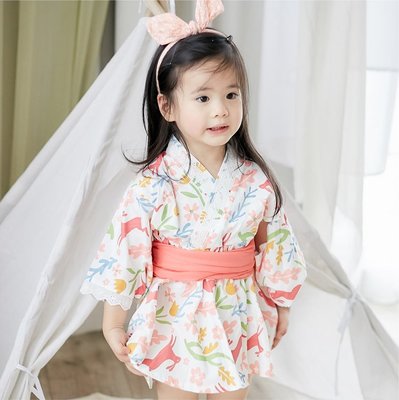 Augelute女童夏秋季日式和服中大童和服浴衣連衣裙日本洋裝60364~特價