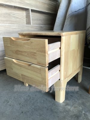 【N D Furniture】台南在地家具-實木原木色雙抽全實木床邊櫃HS