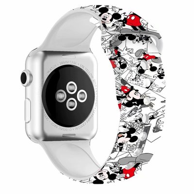 森尼3C-Apple watch錶帶 米奇  iwatch 3 4 5 6 7 8 Ultra SE 矽膠錶帶 45mm-品質保證