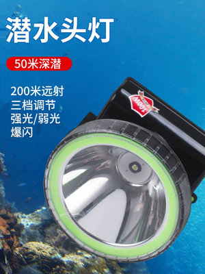 熱賣*水下潛水專用頭燈led超亮戶外頭戴式手電筒夜潛捕魚照明10W釣魚燈好鄰居精品店
