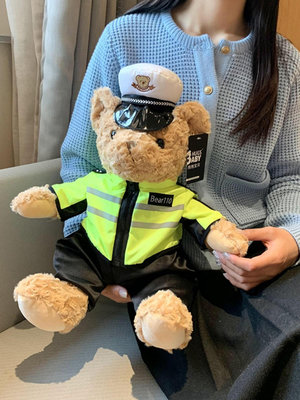 交警泰迪小熊公仔布娃娃玩偶抱抱熊警察服飾熊網紅毛絨男女孩