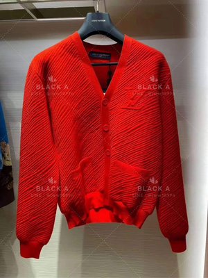 【BLACK A】LV 23FW 新款男裝 紅色水波紋羊毛開襟外套 男女同款 價格私訊