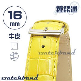 【鐘錶通】C1.32I《亮彩系列》鱷魚格紋-16mm 檸檬黃┝手錶錶帶/皮帶/牛皮錶帶┥