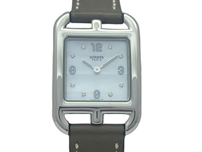【JDPS 久大御典品 / 名錶專賣】HERMES(愛馬仕)錶 Cape Cod系列 CC1.210.29型號 鑽圈 石英 不銹鋼 附盒證 編號H34710-8