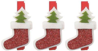 X射線【X077106】聖誕襪夾子(3入)，聖誕節/聖誕佈置/聖誕掛飾/聖誕裝飾/聖誕吊飾/聖誕花材