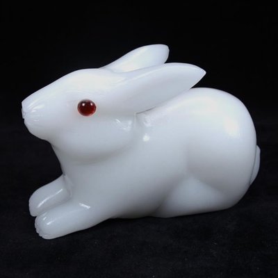 天然玉石兔子擺件生肖玉兔玉雕小白兔風水前途似錦工藝品家居飾品