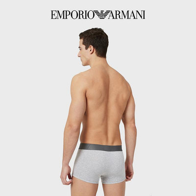 內褲EMPORIO ARMANI/阿瑪尼男士純棉彈力Logo腰邊時尚四角內褲官方