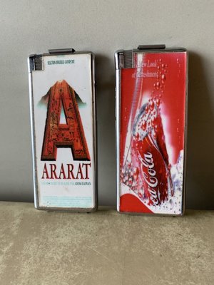 ［老東西］早期收藏，古早香菸盒打火機兩用逸品，可口可樂，Ararat , 外面市場非常難尋（打火機功能未實際測試）