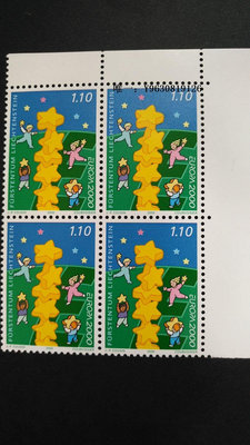 郵票列支敦士登2000年郵票1234千禧年，歐洲聯發 4聯張外國郵票