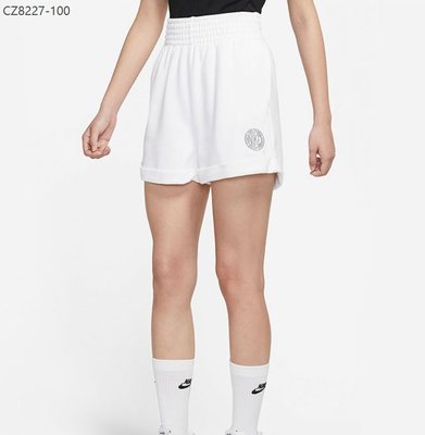 現貨熱銷-全新現貨 NIKE NSW FEMME SHORT FT HR 棉短褲 白色 反摺 運動休閒 女款 CZ822