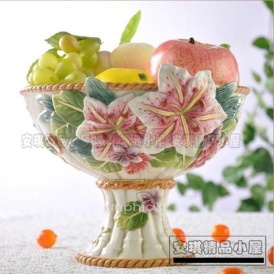 INPHIC-歐式百合花陶瓷果盤水果盤糖果盤時尚創意乾果盤點心盤