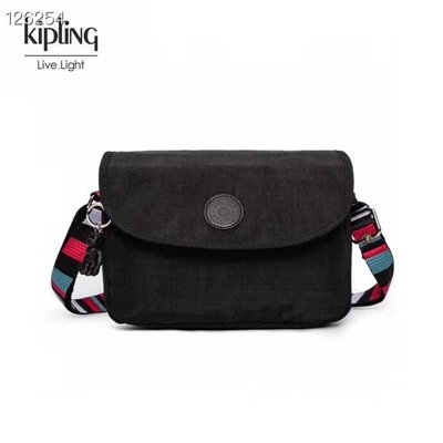 【熱賣精選】 Kipling 猴子包 K12452 中款 亞麻黑拼彩背帶 多用拉鍊款輕量斜背肩背包 限時優惠