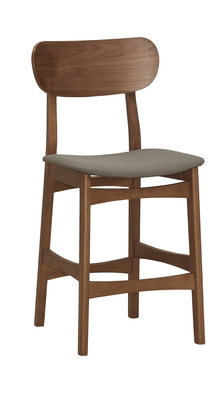 【生活家傢俱】CM-653-10：灰布實木吧台椅【台中家具】胡桃色中島椅 高腳椅 餐椅 實木吧台椅 中島椅
