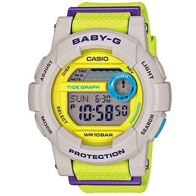 CASIO 卡西歐 BABY-G 礦石鏡面 潮汐極限運動 女孩仿布質尼龍 耐衝擊構造 石英 女性腕錶 #4093 (一元起標 無底價)