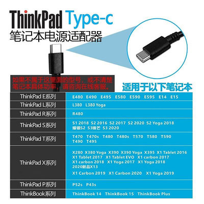 聯想thinkpad筆記本電腦口紅65w氮化鎵適配器Type-c線X1 X390 T480 X13 ET14 15 便攜