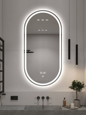 【現貨】浴室智能鏡衛生間LED橢圓鏡子壁掛衛浴觸摸屏化妝鏡帶燈洗手間鏡