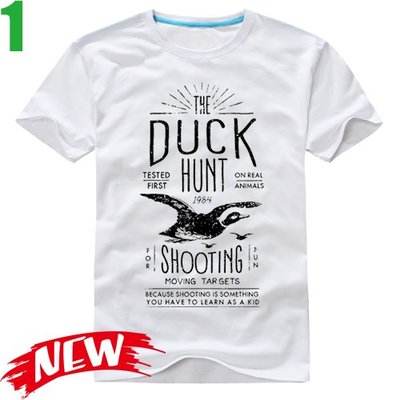 【Duck Hunt 美式復古】短袖創意設計T恤(2種顏色 男版.女版皆有) 任選4件以上每件400元免運費!【賣場一】