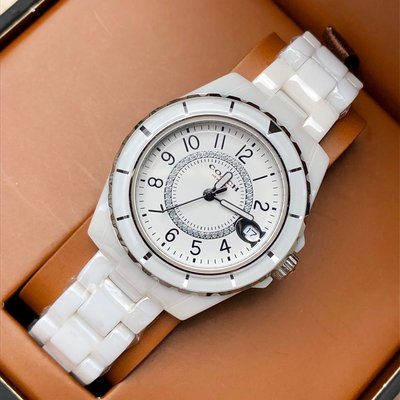COACH Preston 白色面錶盤 白色陶瓷錶帶 石英 女士手錶 14503462