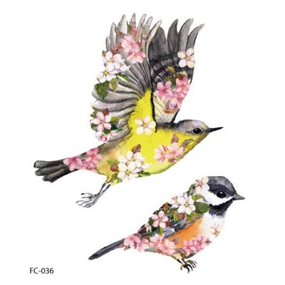 【萌古屋】花朵小鳥 - 男女防水紋身貼紙刺青貼紙FC-036 K02
