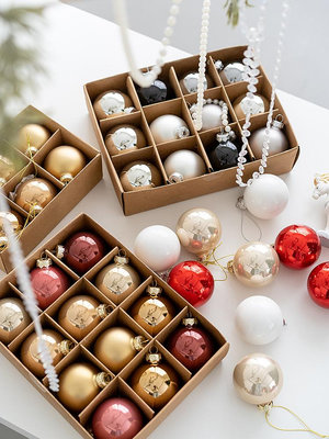 Hromeo 圣誕節裝飾ins高級質感色系玻璃球圣誕樹裝飾球拍照道具~告白氣球