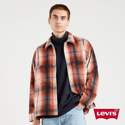 Levi’s 男L 格紋 寬鬆 羊毛襯衫外套