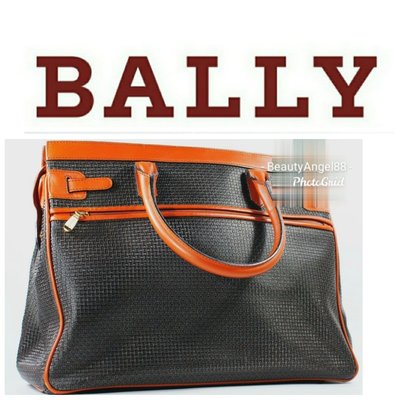 近新真品 BALLY 貝利 雙B字刻紋 稀少柏金包型 凱莉包 手提包 側肩背包988 一元起標 二手名牌精品包 有LV