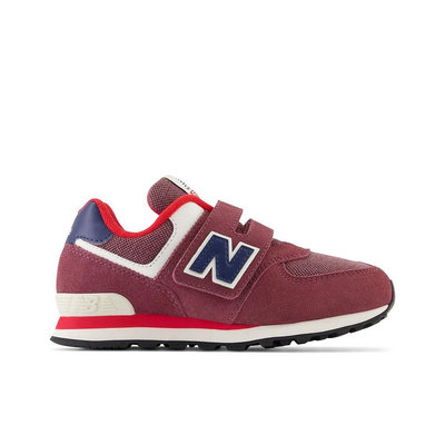 現貨 iShoes正品 New Balance 574 中童 酒紅 寬楦 魔鬼氈 童鞋 運動鞋 PV574NX1 W