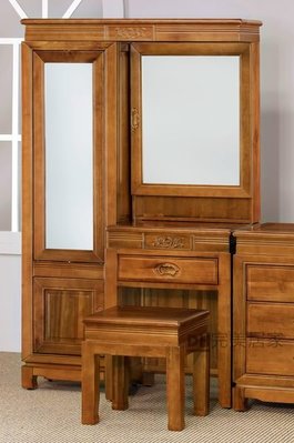 【DH】貨號LK-LG03《安古拉》3.6尺古典樟木實木鏡台/化妝台˙含椅˙質感一流˙主要地區免運