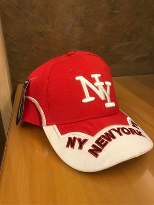 全新 美國紐約帶回 鴨舌帽 棒球帽  NYC New York 街頭風 黑色/紅色 帽子 挺 面彎 NC