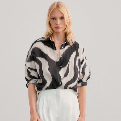 【全新現貨】Massimo Dutti 斑馬紋薄款襯衣 MD2022夏季新品寬松版型麻感設計感襯衫女